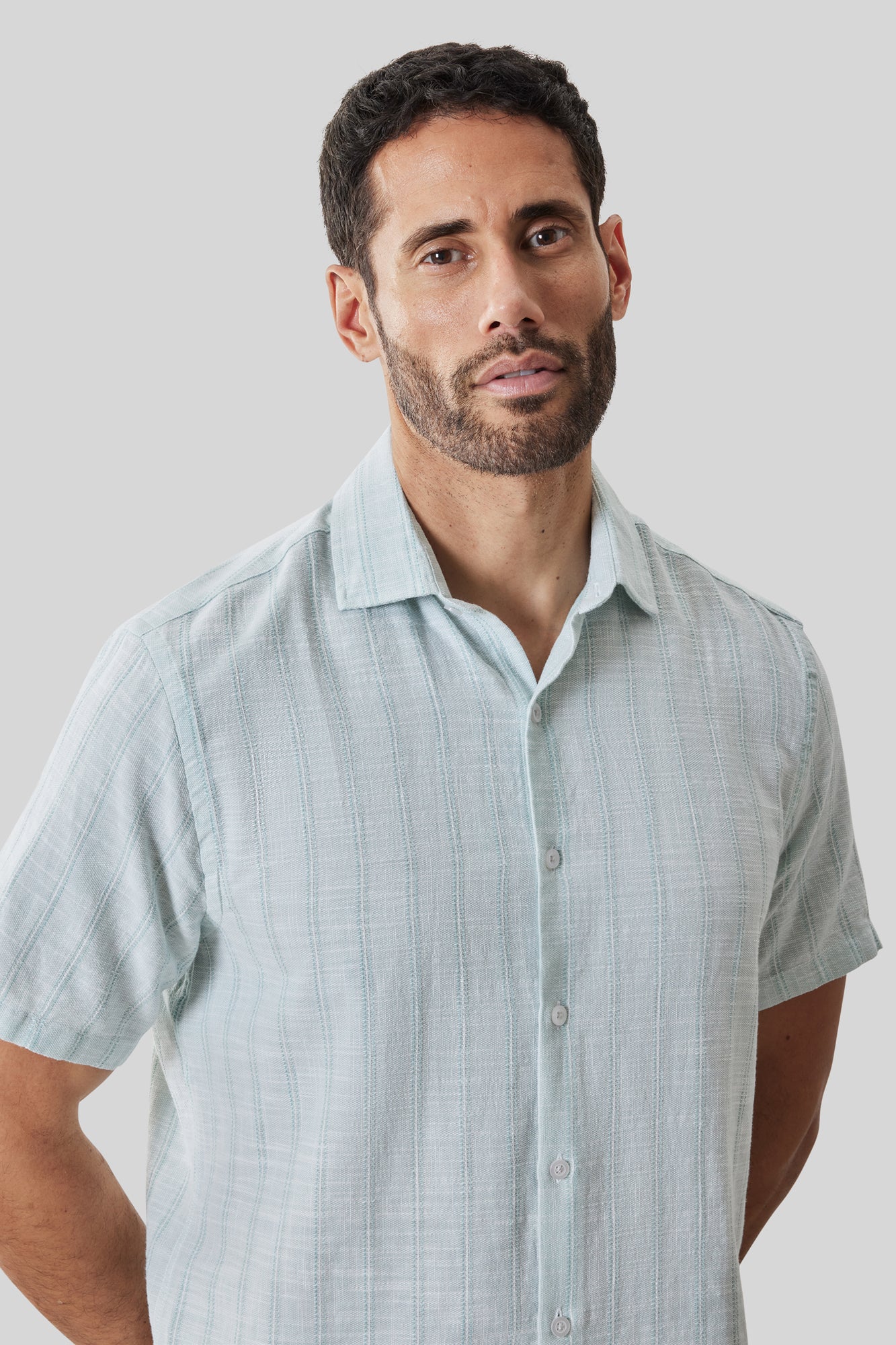 Chemise tissée pour homme par Robert Barakett | RB61196 Satoru Aqua | Machemise.ca, vêtements mode pour hommes