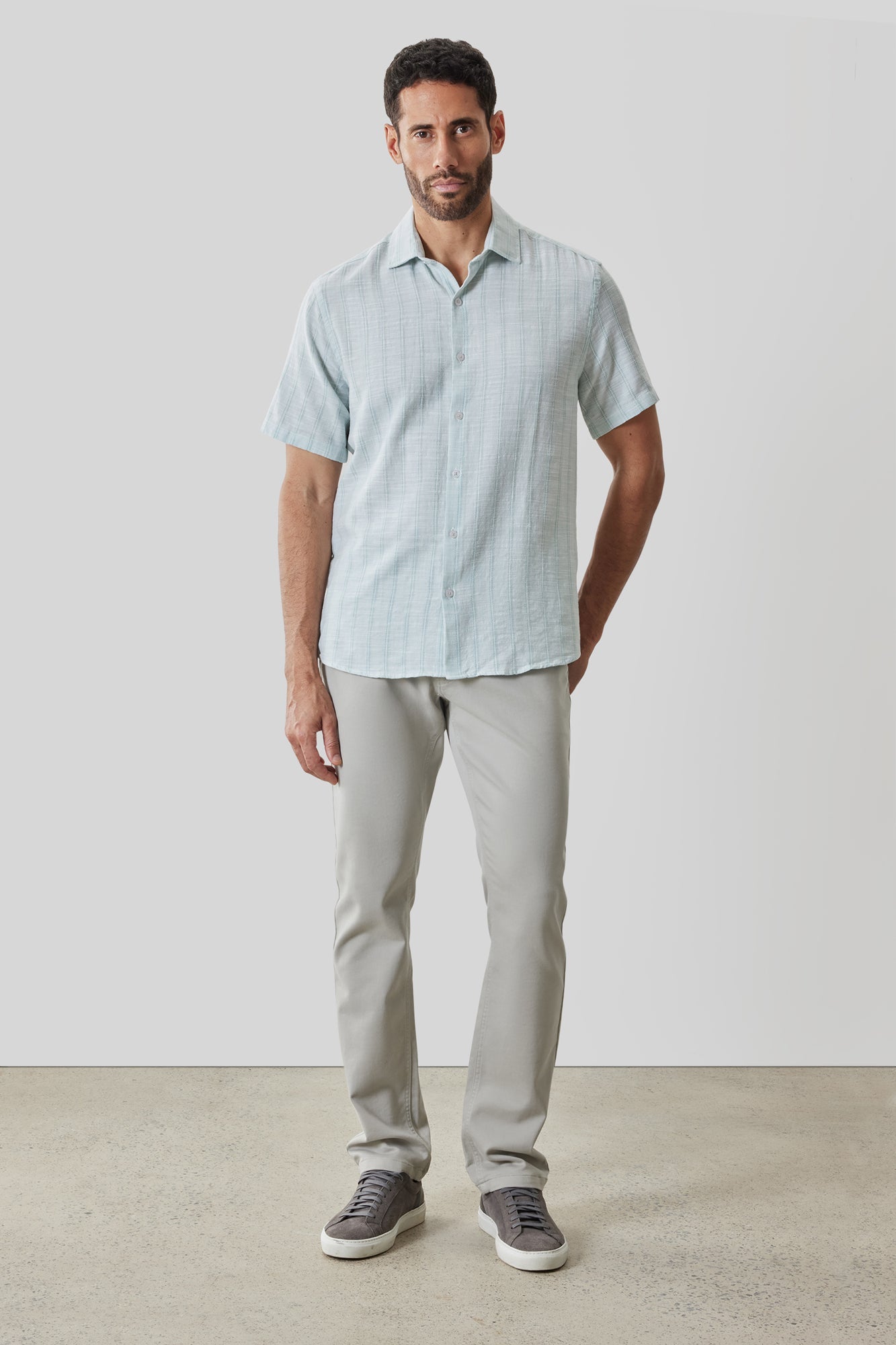 Chemise tissée pour homme par Robert Barakett | RB61196 Satoru Aqua | Machemise.ca, vêtements mode pour hommes