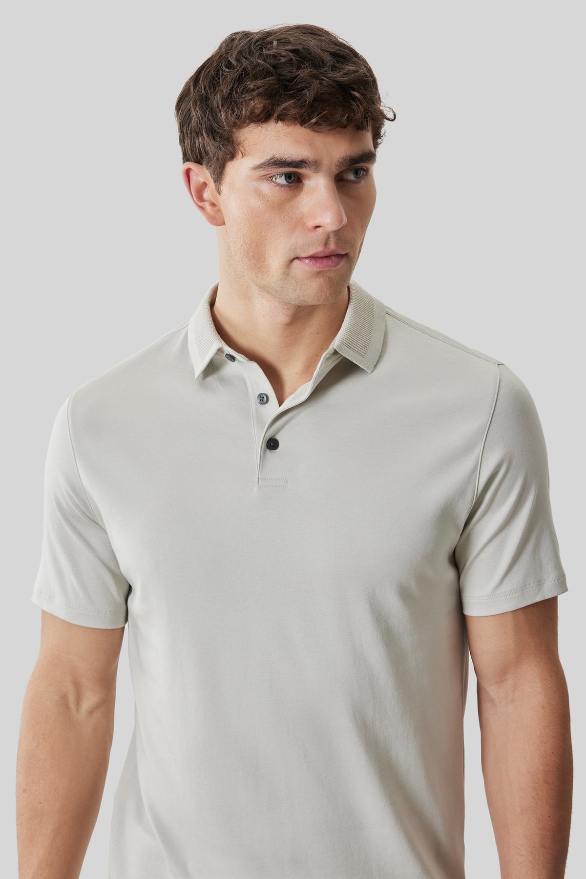 Polo col texturé pour homme par Robert Barakett | RB61210 Georgia Pierre De Lune | Machemise.ca, vêtements mode pour hommes