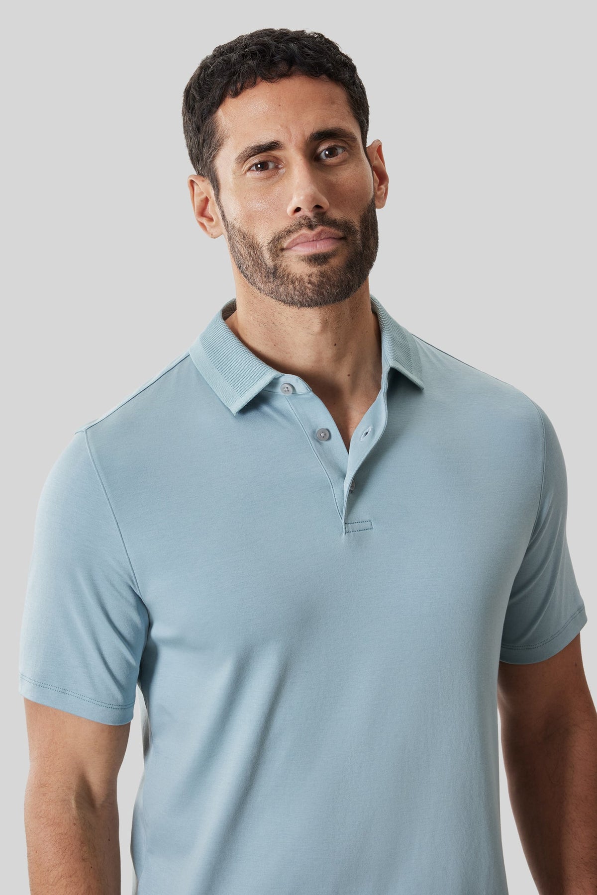 Polo col texturé pour homme par Robert Barakett | RB61210 Georgia Sarcelle Douce | Machemise.ca, vêtements mode pour hommes