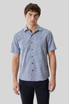 Chemise tissée pour homme par Robert Barakett | RB61218 Kazuki Caspienne Foncée | Machemise.ca, vêtements mode pour hommes