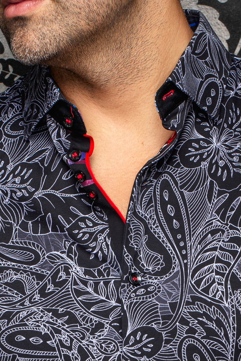 Chemise manches courtes en Knit extensible pour homme par Au Noir | ROSSA (SS) Noir | Machemise.ca, inventaire complet de la marque Au Noir