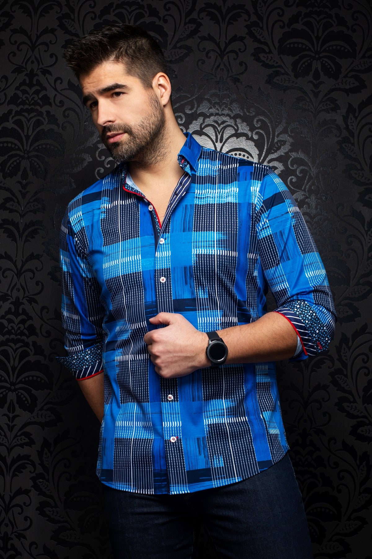 Chemise manches longues en Knit pour homme par Au Noir | RUBICON navy | Machemise.ca, inventaire complet de la marque Au Noir