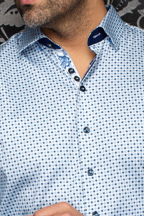 Chemise manches longues en coton extensible pour homme par Au Noir | SABAH Bleu | Machemise.ca, inventaire complet de la marque Au Noir