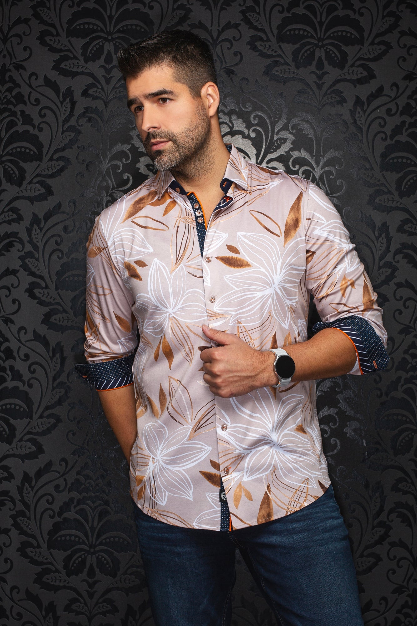 Chemise manches longues en Knit extensible pour homme par Au Noir | SAKARUN Pierre | Machemise.ca, inventaire complet de la marque Au Noir