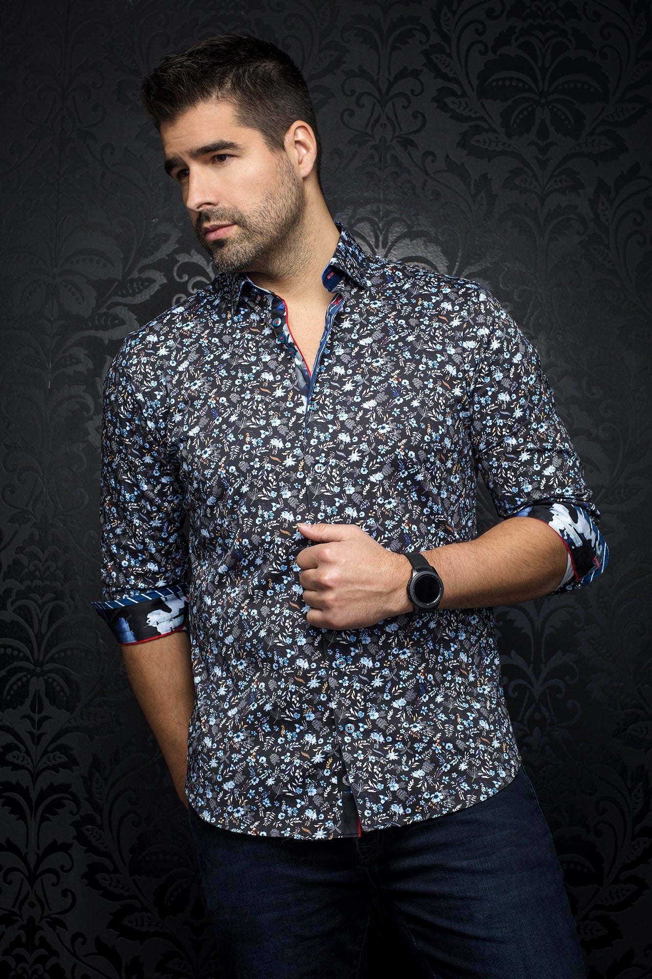 Chemise manches longues pour homme par Au Noir | SALVATORE Noir Royal | Machemise, inventaire complet de la marque Au Noir