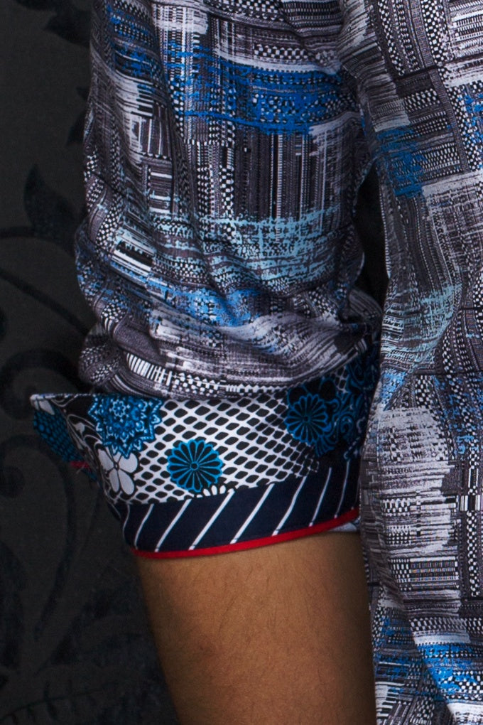 Chemise manches longues en Knit pour homme par Au Noir | SARNELLI Blanc Bleu | Machemise.ca, inventaire complet de la marque Au Noir