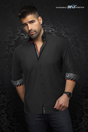 Knit long sleeve shirt for men by Au Noir | SAUTOR Black | Menshirt, complete inventory of the Au Noir brand