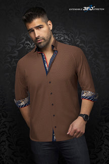 Chemise manches longues en Knit pour homme par Au Noir | SAUTOR Tabac | Machemise, inventaire complet de la marque Au Noir