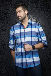 Chemise manches longues en Knit pour homme par Au Noir | SCHUMANN Bleu Clair | Machemise, inventaire complet de la marque Au Noir