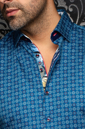 Chemise manches longues en coton extensible pour homme par Au Noir | SKYDALE Bleu Profond | Machemise.ca, inventaire complet de la marque Au Noir