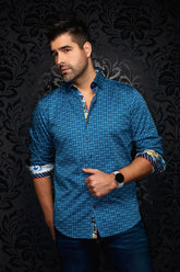 Chemise manches longues en coton extensible pour homme par Au Noir | SKYDALE Bleu Profond | Machemise.ca, inventaire complet de la marque Au Noir