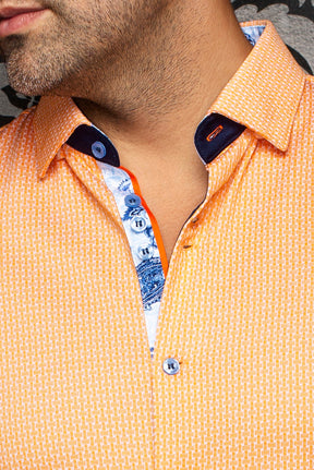 Chemise manches courtes en Knit extensible pour homme par Au Noir | SONORAN (SS) Orange Soleil | Machemise.ca, inventaire complet de la marque Au Noir