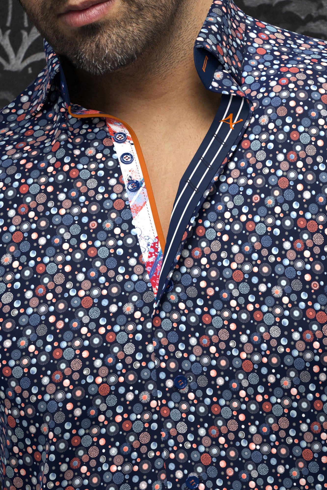 Short sleeve shirt for men by Au Noir | SPIRO(SS) Navy | Menshirt, complete inventory of the Au Noir brand
