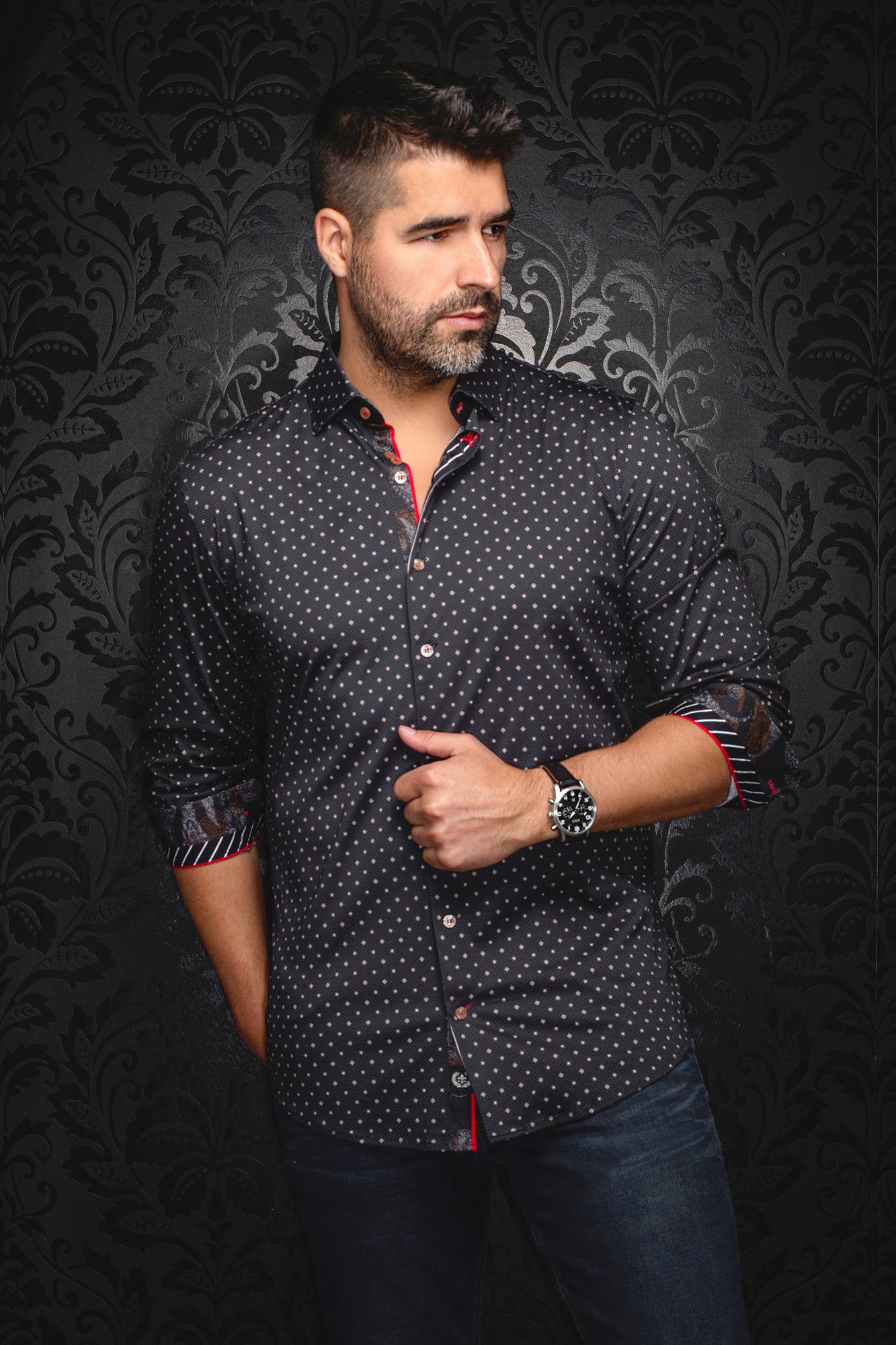 Chemise manches longues en Knit pour homme par Au Noir | STARSCREAM Noir Or | Machemise.ca, inventaire complet de la marque Au Noir