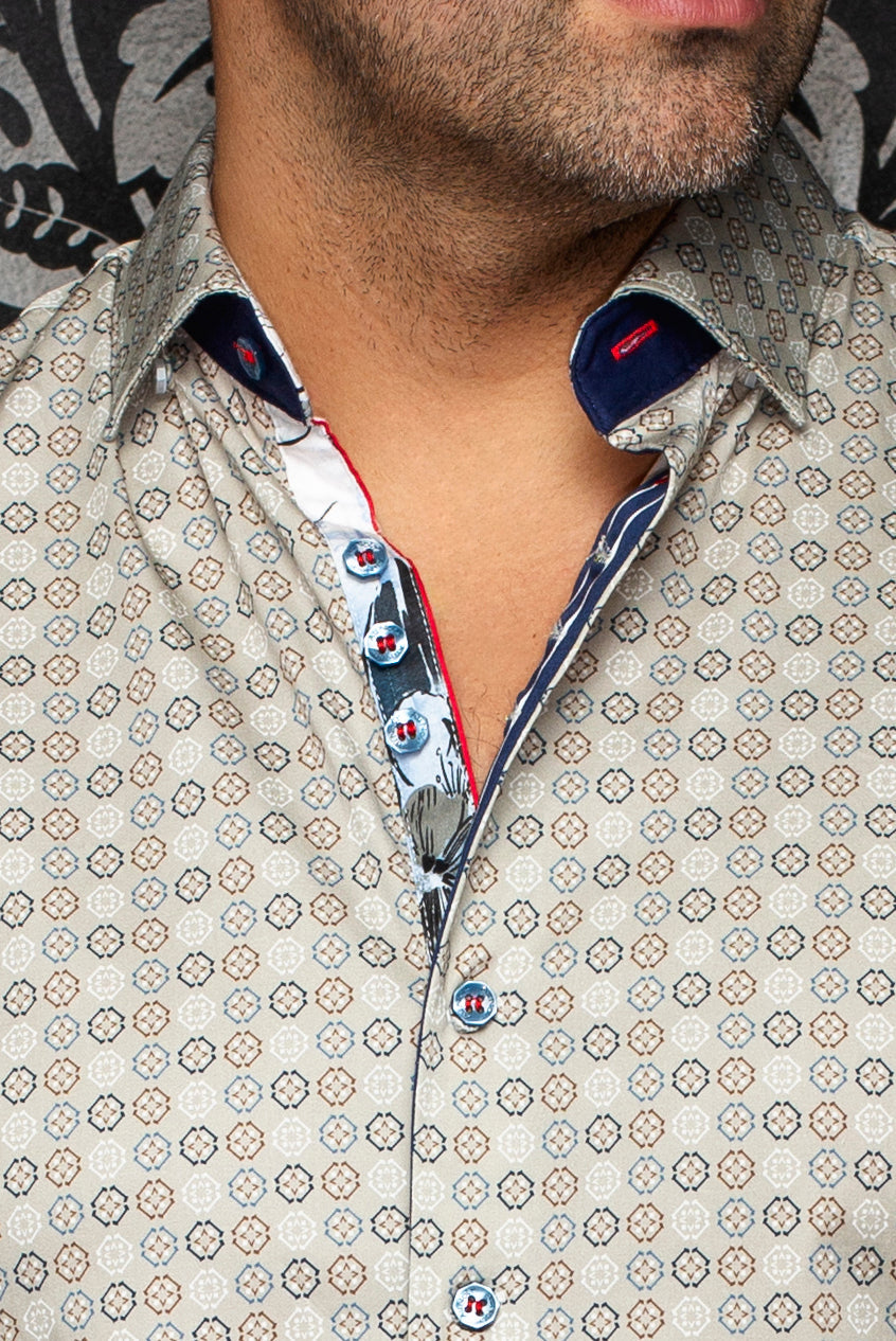 Chemise manches courtes en coton extensible pour homme par Au Noir | STONERIDGE (SS) Pierre | Machemise.ca, inventaire complet de la marque Au Noir