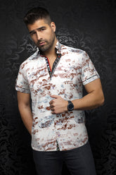 Chemise manches longues pour homme par Au Noir | SUAREZ Blanc Beige | Machemise, inventaire complet de la marque Au Noir