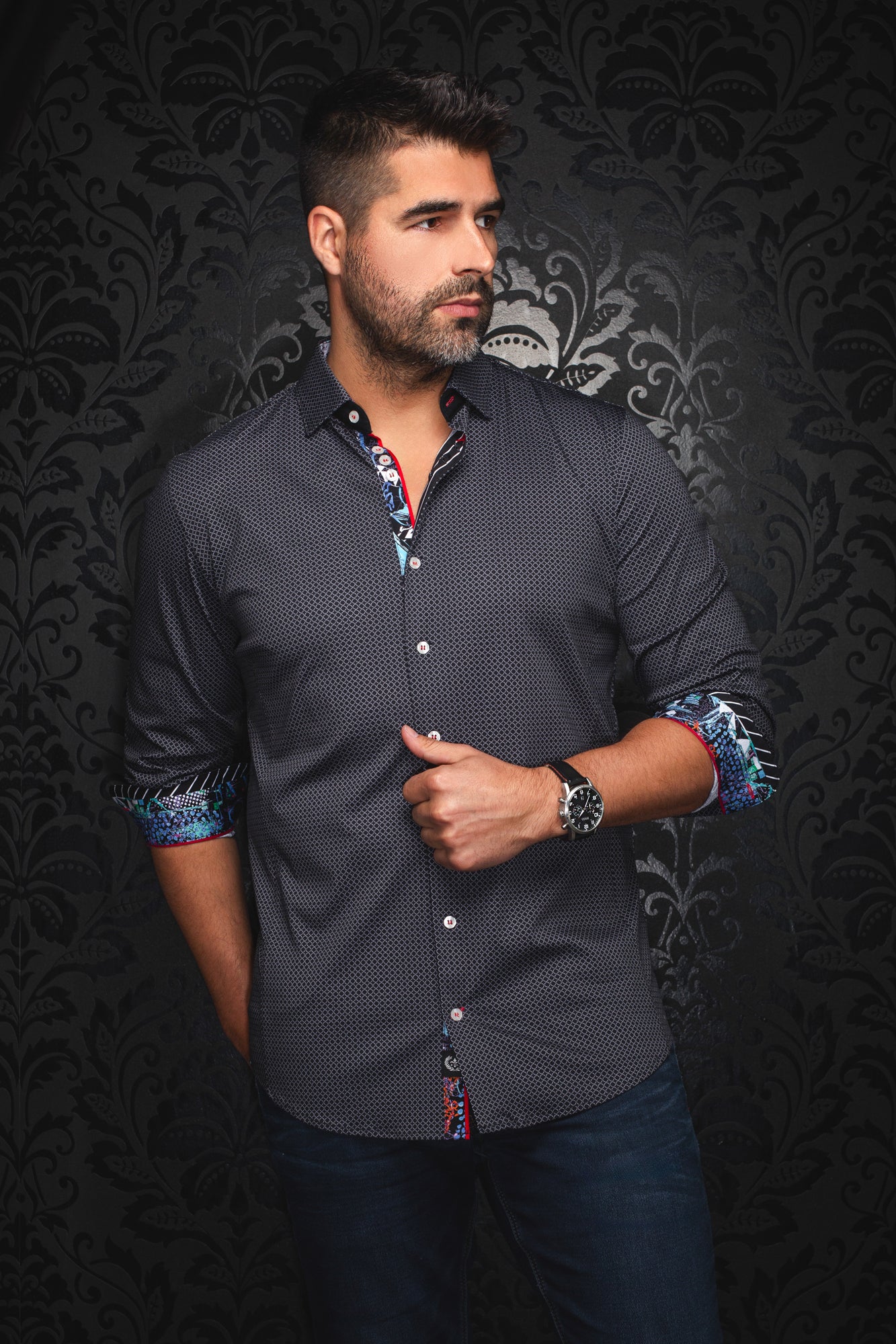 Chemise manches longues en Knit pour homme par Au Noir | SUNDANCE Noir Gris | Machemise.ca, inventaire complet de la marque Au Noir