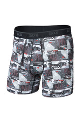 Sous-vêtement gris à motif graphique avec taille noire SAXX et poche profilée pour homme, vue avant isolée