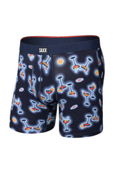 Sous-vêtement ajusté bleu marine à imprimé cocktails avec taille élastique SAXX pour homme, vue de face