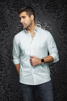 Chemise manches longues en Knit extensible pour homme par Au Noir | TELLY Sage | Machemise.ca, inventaire complet de la marque Au Noir