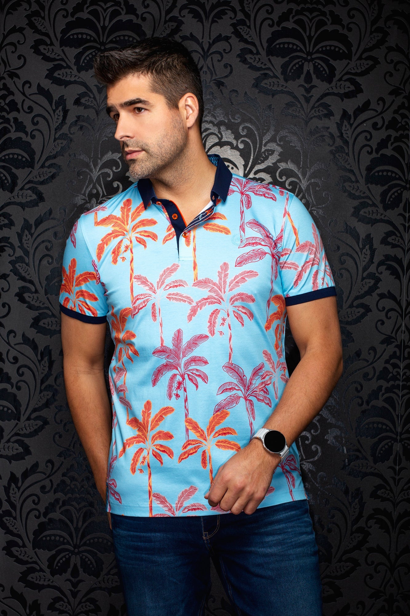 Polo pour homme par Au Noir | TIDEPOOL Orange | Machemise.ca, inventaire complet de la marque Au Noir