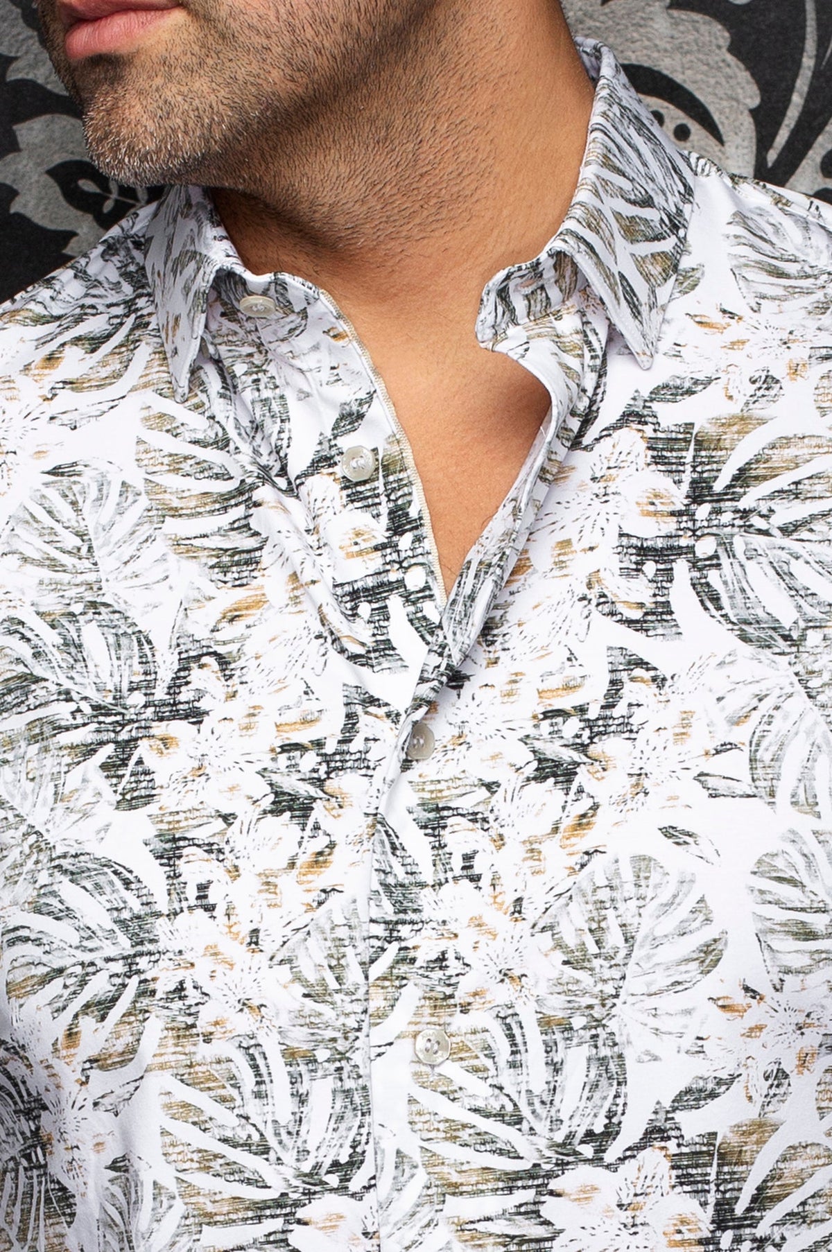 Chemise manches longues en Knit extensible pour homme par Au Noir | TRENT Blanc Pierre | Machemise.ca, inventaire complet de la marque Au Noir