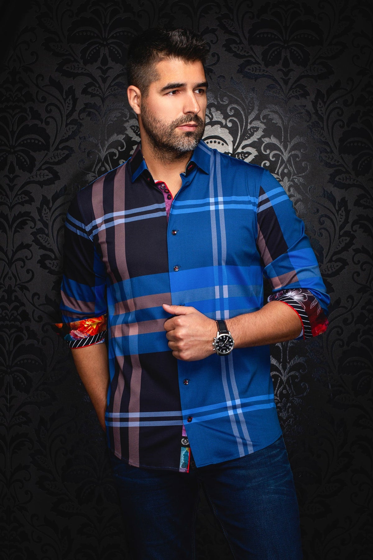 Chemise manches longues en Knit pour homme par Au Noir | VERDI Indigo | Machemise.ca, inventaire complet de la marque Au Noir