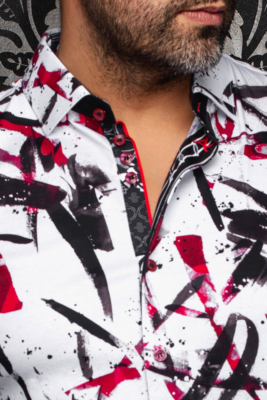 Chemise manches longues en Knit pour homme par Au Noir | ZANDER Blanc Rouge | Machemise.ca, inventaire complet de la marque Au Noir