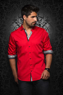Chemise manches courtes en coton extensible pour homme par Au Noir | ALONSO (SS) Rouge | Machemise.ca, inventaire complet de la marque Au Noir