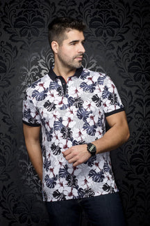 Polo pour homme par Au Noir | CAMPARI Blanc Denim | Machemise.ca, inventaire complet de la marque Au Noir