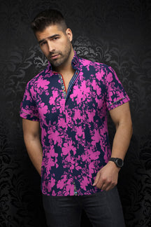 Chemise manches courtes pour homme par Au Noir | DORIOT(SS) Fuchsia | Machemise.ca, inventaire complet de la marque Au Noir