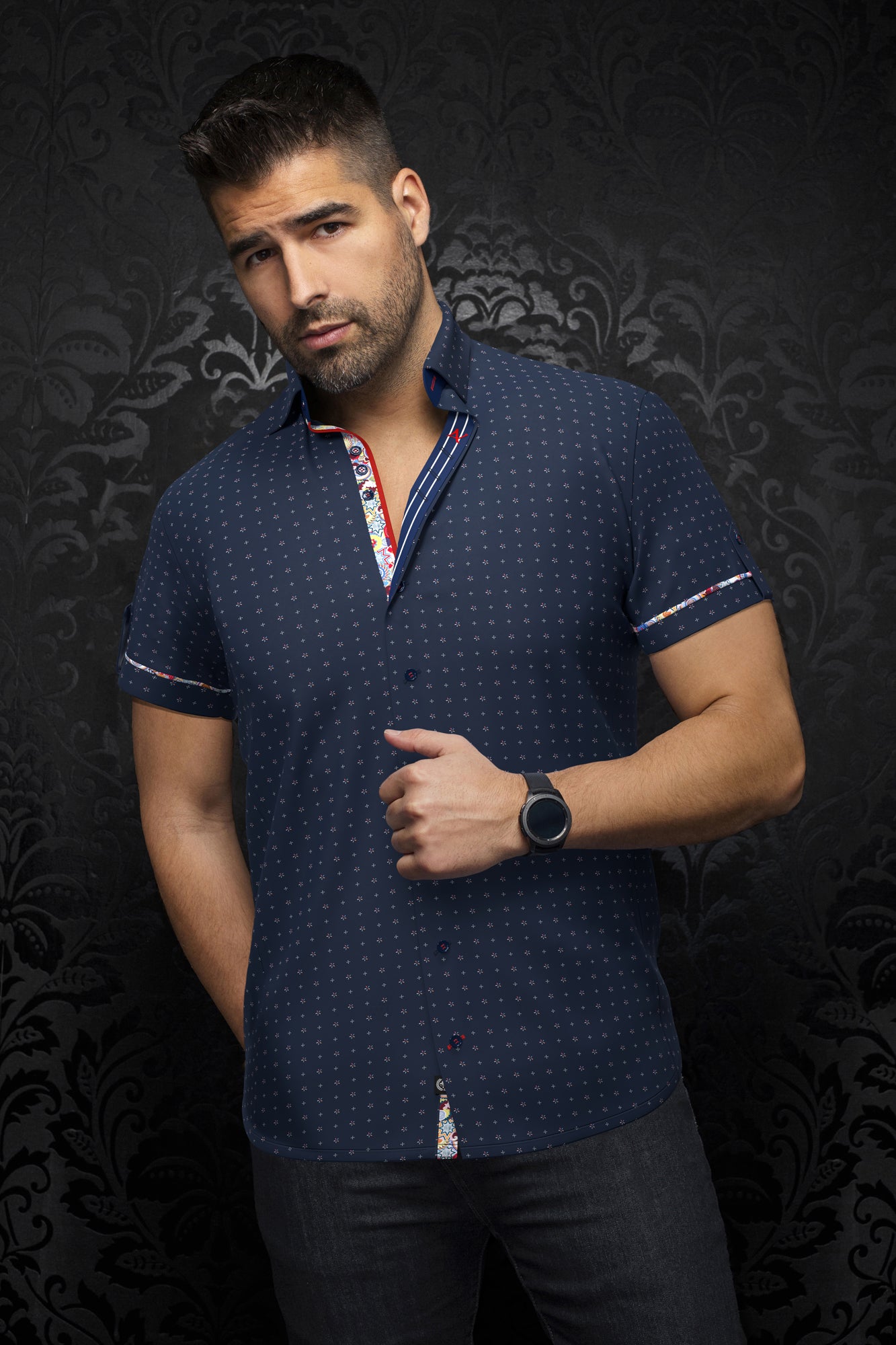 Chemise manches courtes pour homme par Au Noir | ESTRELA(SS) Marine | Machemise.ca, inventaire complet de la marque Au Noir