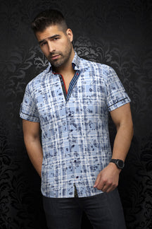 Chemise manches courtes pour homme par Au Noir | NORIYO(SS) Bleu | Machemise.ca, inventaire complet de la marque Au Noir