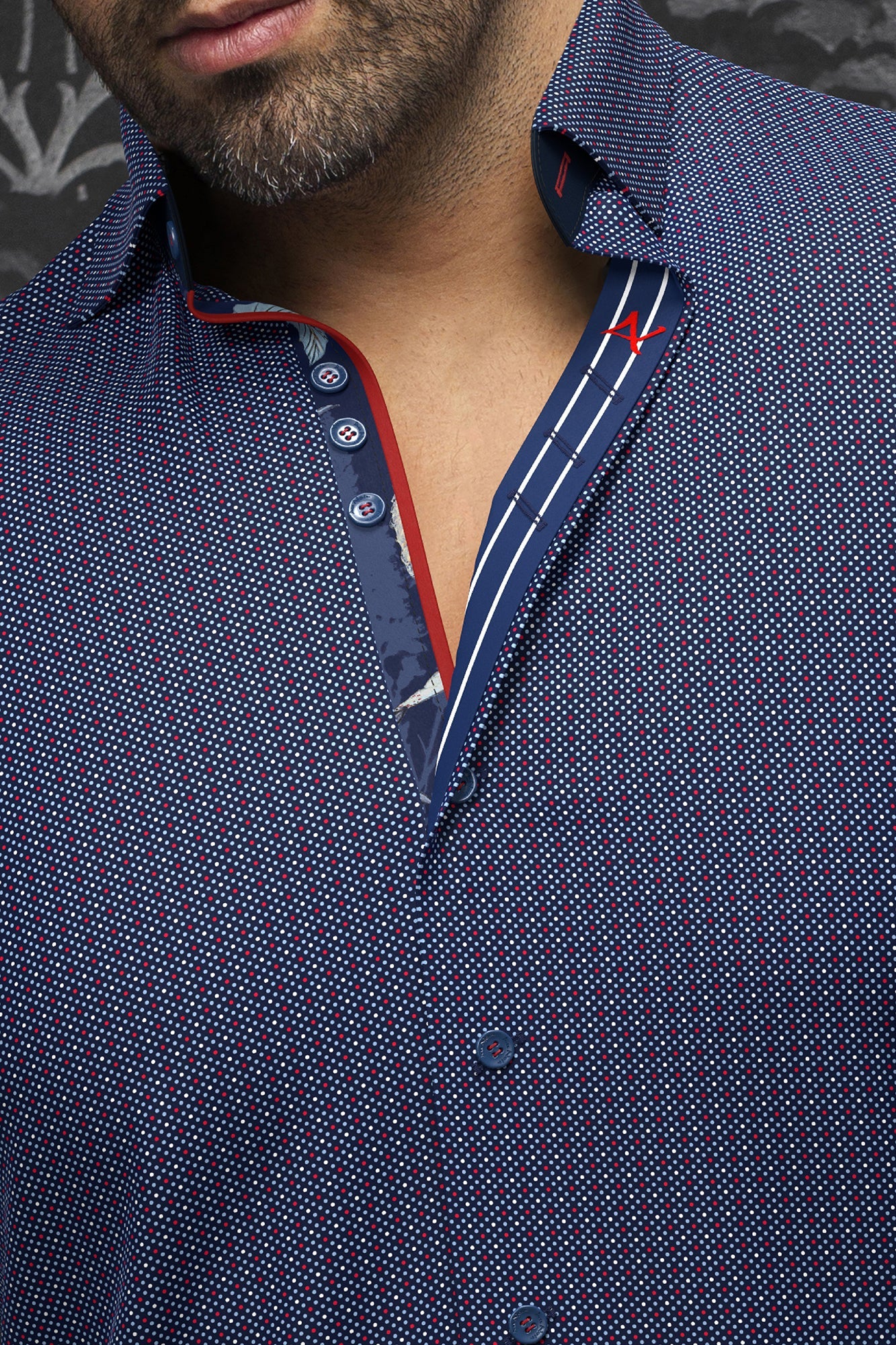 Chemise manches longues pour homme par Au Noir | SALAZAR Marine Rouge | Machemise.ca, inventaire complet de la marque Au Noir