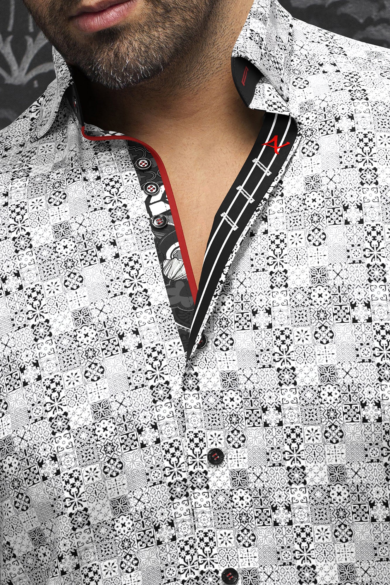 Chemise manches longues pour homme par Au Noir | SOLLOZZO Blanc Noir | Machemise.ca, inventaire complet de la marque Au Noir